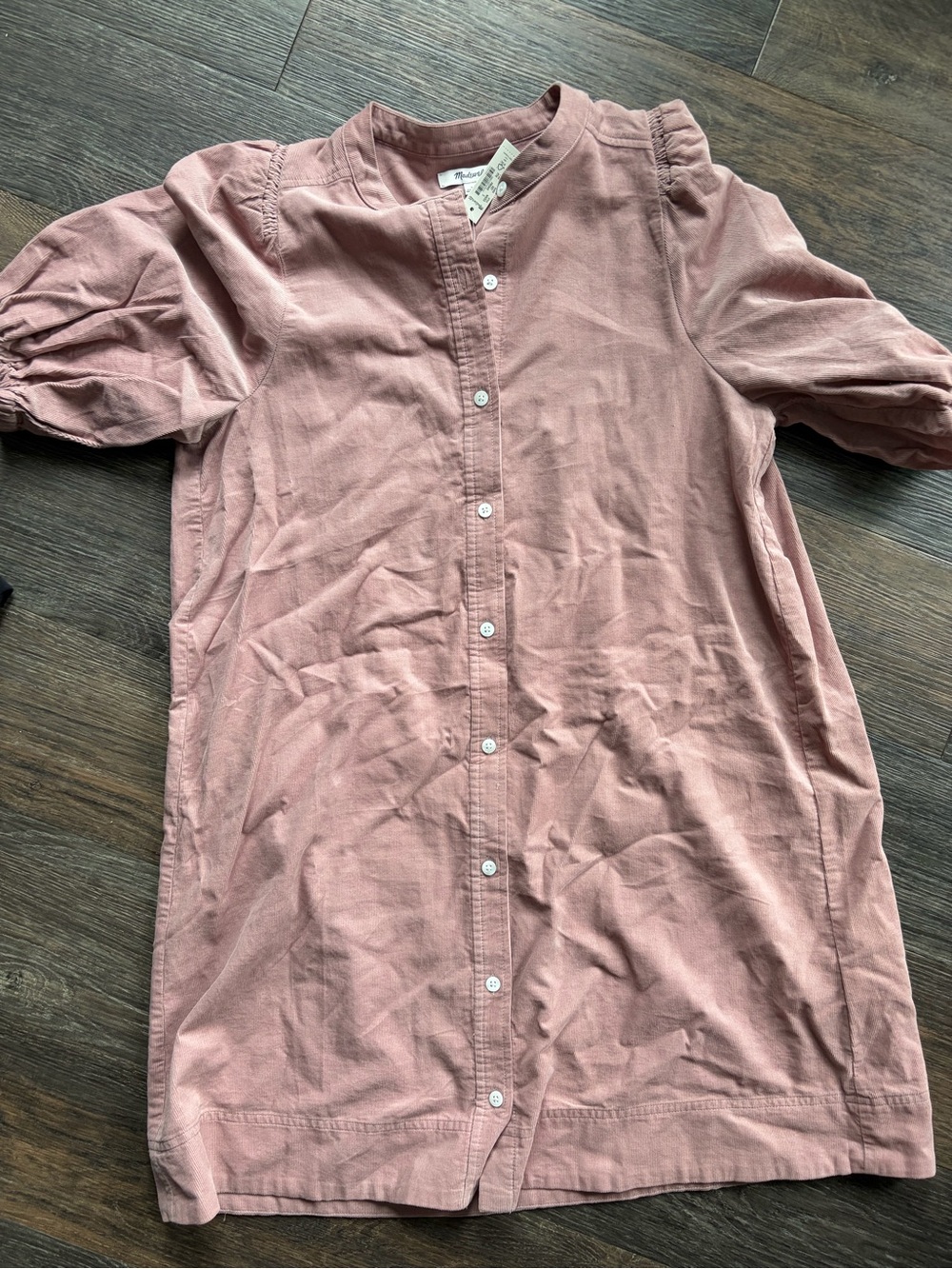 Madewell Dusty Rose Corduroy Button-Up Dress